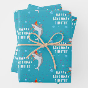 Hoja De Papel De Regalo Tiburón blanco en Fiesta de cumpleaños de niños de