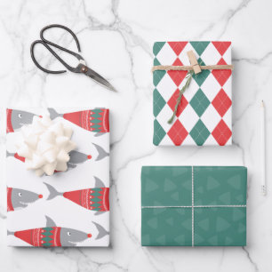 Hoja De Papel De Regalo Tiburón Navidad divertida