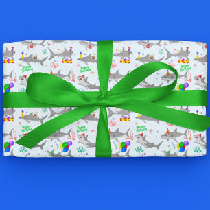 Hoja De Papel De Regalo Tiburones de fiesta de cumpleaños