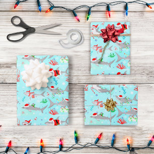 Hoja De Papel De Regalo Tiburones navidades