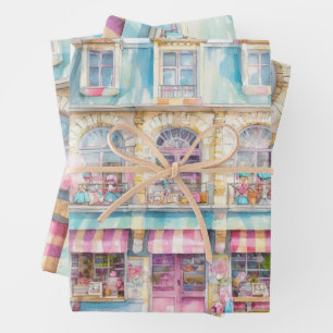 Hoja De Papel De Regalo Tienda de juguetes en la acuarela de París