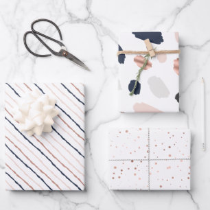 Hoja De Papel De Regalo Tiffany Styles Collection Rosa Gold & Navy Blue