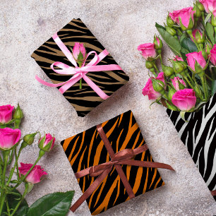 Hoja De Papel De Regalo Tigre de cebra y patrón de impresión de tabú estil