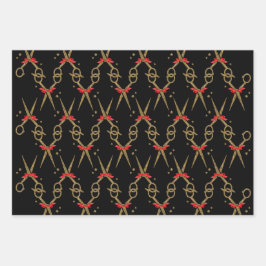 Hoja De Papel De Regalo Tijeras de purpurina dorado - Estilista de pelo 