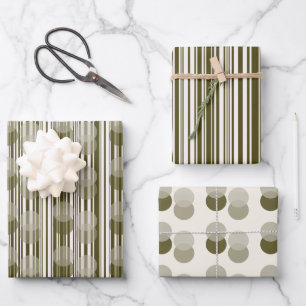 Hoja De Papel De Regalo Tinsel verde oliva de moda y patrones de confetti