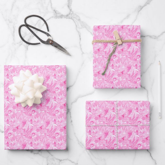 Hoja De Papel De Regalo Tinta Alcohólica Rosa y Blanca (Anverso)