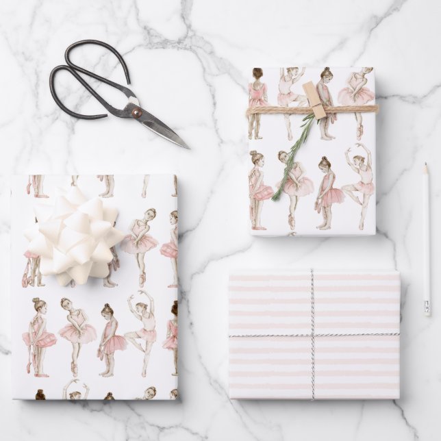 Hoja De Papel De Regalo Tiny Dancer Ballerina Pink Girls Birthday (Anverso)