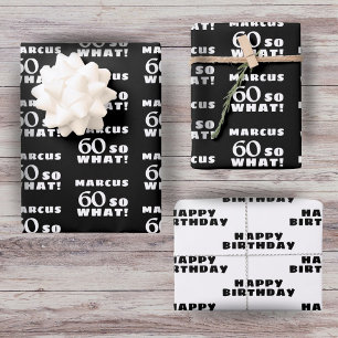 Hoja De Papel De Regalo Tipografía de cita divertida 60 así que qué cumple