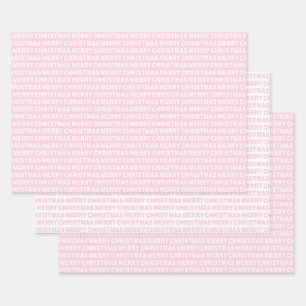 Hoja De Papel De Regalo Tipografía de Navidades blancos y rosados claros