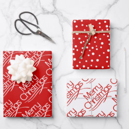 Hoja De Papel De Regalo Tipografía de Navidades rojos y blancos y vacacion