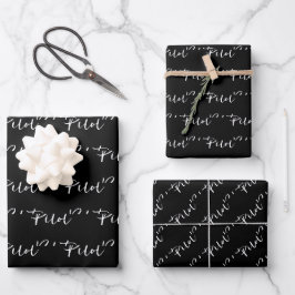 Hoja De Papel De Regalo Tipografía elegante de letra de pincel piloto