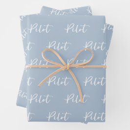 Hoja De Papel De Regalo Tipografía elegante del guión del pincel piloto