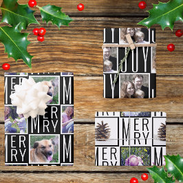 Hoja De Papel De Regalo Tipografía Fotos Cuadradas Moda Blanco Y Negro