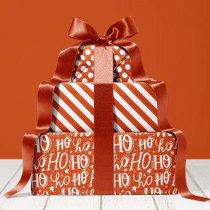 Hoja De Papel De Regalo Tipografía Ho Ho Ho Patrón Navideño Festivo Divert