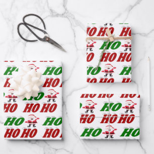 Hoja De Papel De Regalo Tipografía Navidad Ho Ho Ho Ho Santa Claus