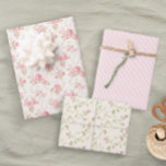 Hoja De Papel De Regalo Tiras de rosas rosadas con flores pasteles Elegant<br><div class="desc">Un trío de diseños para ese regalo especial. Este conjunto incluye tres diseños florales. Vea nuestra línea completa de productos de envolvimiento de regalo en nuestra tienda Zazzle.</div>