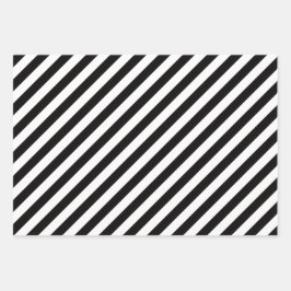 Hoja De Papel De Regalo Tiras frescas en blanco y negro