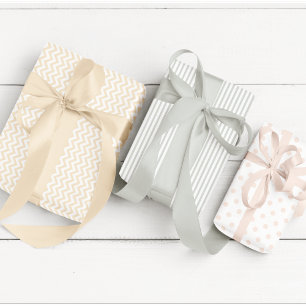 Hoja De Papel De Regalo Tiras neutrales de género del bebé, puntos de polk