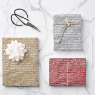 Hoja De Papel De Regalo Tiras Purpurinas Glitzy Glam Gold