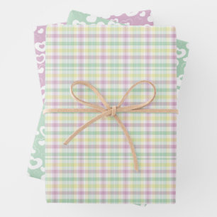 Hoja De Papel De Regalo Tiras verdes de la menta rosada de la letra cúpula