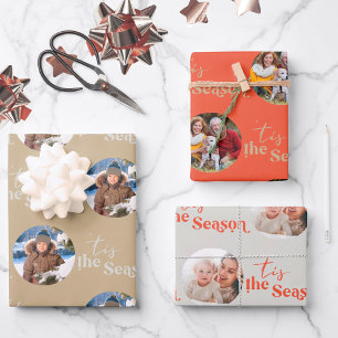 Hoja De Papel De Regalo Tis the Season Round Photos Set of 3