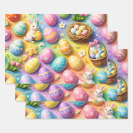 Hoja De Papel De Regalo Title whimsical Easter bunny and colourful egg pat