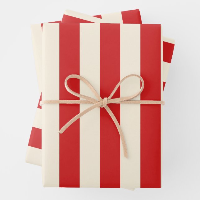 Hoja De Papel De Regalo Tofu Cream Postbox Red Strips (In situ)