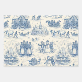 Hoja De Papel De Regalo Toile de Chinoiserie Azul de Invierno