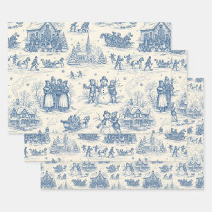 Hoja De Papel De Regalo Toile de Chinoiserie Azul de Invierno