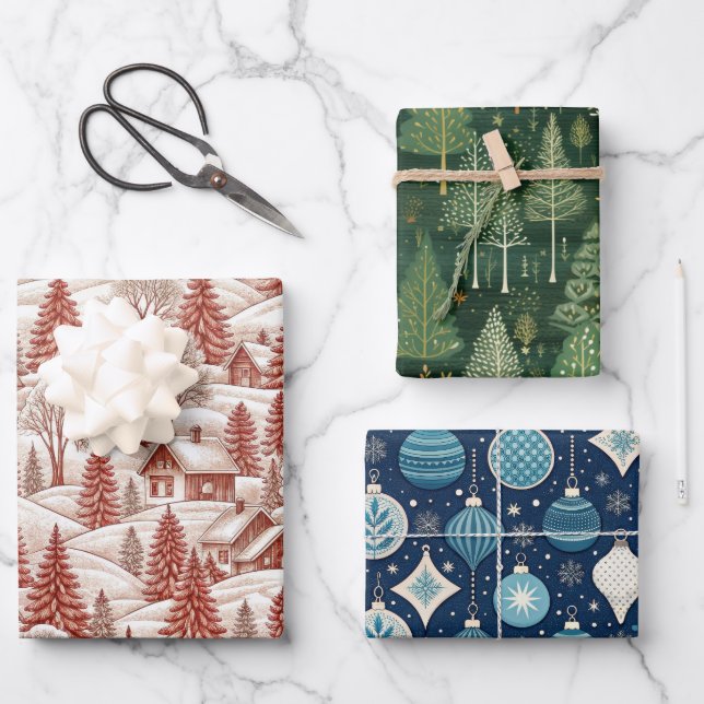 Hoja De Papel De Regalo Toile de Jouy Holiday Patterns (Anverso)