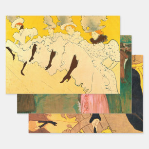 Hoja De Papel De Regalo Tolouse Lautrec Dancing Chicas Amarillo