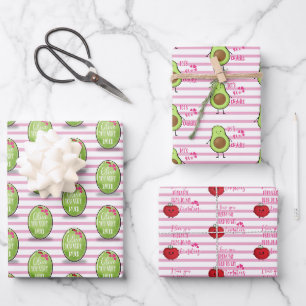 Hoja De Papel De Regalo Tomate aguacate día de San Valentín y oliva que