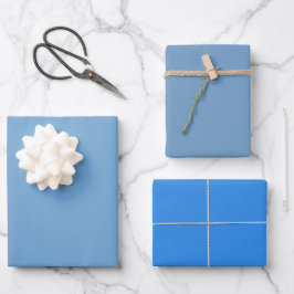 Hoja De Papel De Regalo Tonos 3 Sombras Azul Francés Hielo Liso