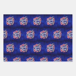 Hoja De Papel De Regalo Tonos azules buenos Chicas envuelto moralmente gri