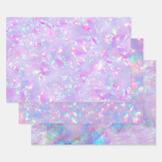 Hoja De Papel De Regalo tonos azules púrpuras opal gemas (Set)