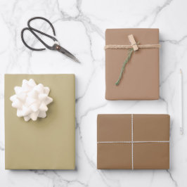 Hoja De Papel De Regalo Tonos de arena lisa, taupe y tierra 3 tonos