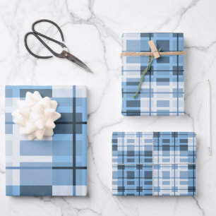 Hoja De Papel De Regalo Tonos de azul Patrón geométrico tradicional