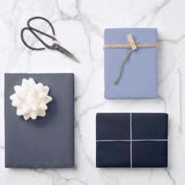 Hoja De Papel De Regalo Tonos de Color Sólido Gris Azul de Moda 3 Set