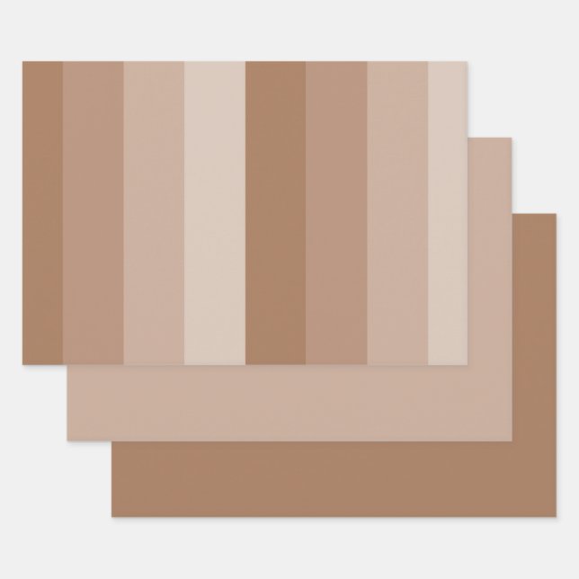 Hoja De Papel De Regalo Tonos de rayas marrones (Set)