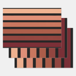 Hoja De Papel De Regalo Tonos De Rayas Rojas En Negro