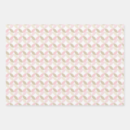 Hoja De Papel De Regalo Tonos de rosa y osito de peluche marrón estrellas 