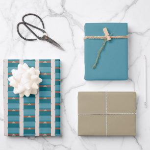Hoja De Papel De Regalo Tonos de tierra claros y azul