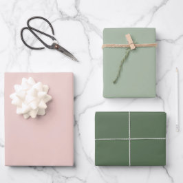 Hoja De Papel De Regalo Tonos modernos de Navidad rosa pálido verde festiv