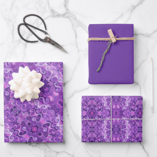 Hoja De Papel De Regalo Tonos morados, rosados y blancos en el patrón de r