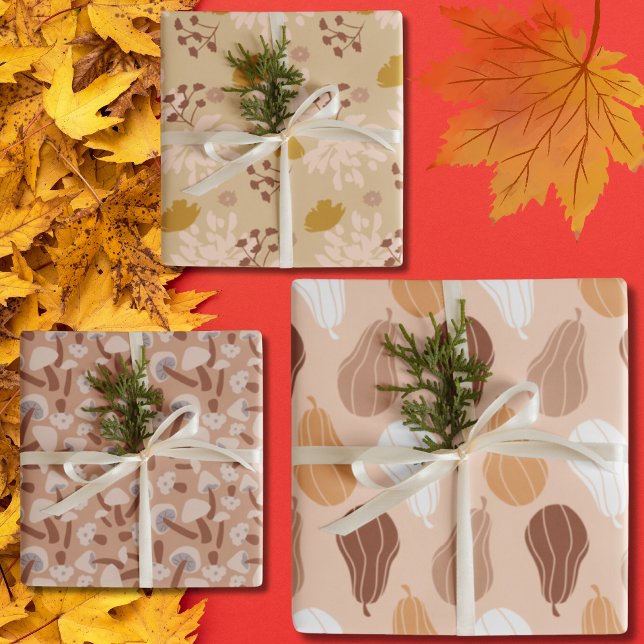 Hoja De Papel De Regalo Tonos Pastel estacionales Otoño (Seasonal Pastel tones Autumn Wrapping Paper Sheets)