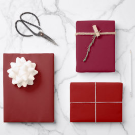 Hoja De Papel De Regalo Tonos rojos Carmesí Oxblood Penn Liso 3 tonos