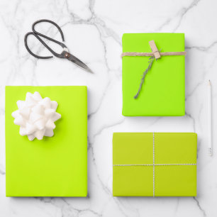 Hoja De Papel De Regalo Tonos verdes lima limón primavera liso 3 tonos