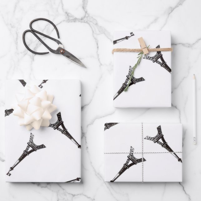 Hoja De Papel De Regalo Torres Eiffel (Anverso)