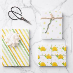 Hoja De Papel De Regalo Tortuga, amarillo verde, cumpleaños de un niño