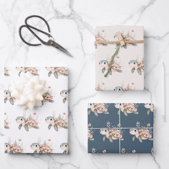 Hoja De Papel De Regalo Tortuga Linda (Anverso)